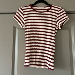 Doen Vivi Striped Tee in Auburn Stripe Size XS